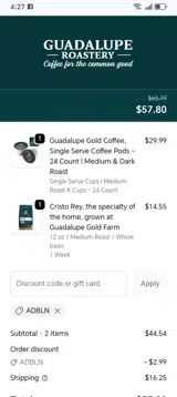 ADBLN coupon verification screenshot