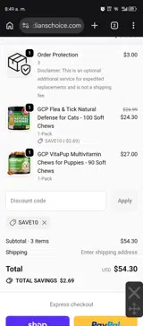 SAVE10 coupon verification screenshot