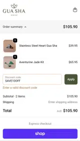 SAVE10OFF coupon verification screenshot