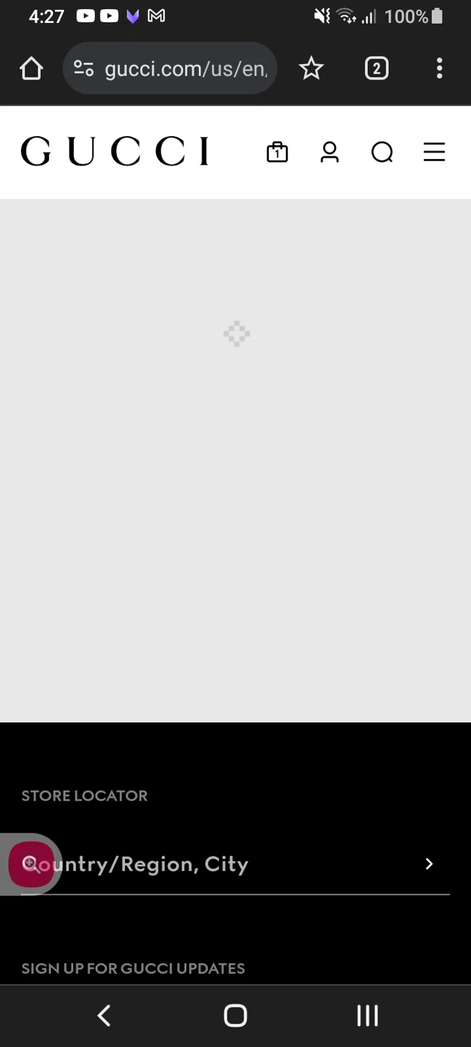 Gucci checkout page showing Gucci promo code box | Screenshot taken by SimplyCodes community member on Dec 1, 2023