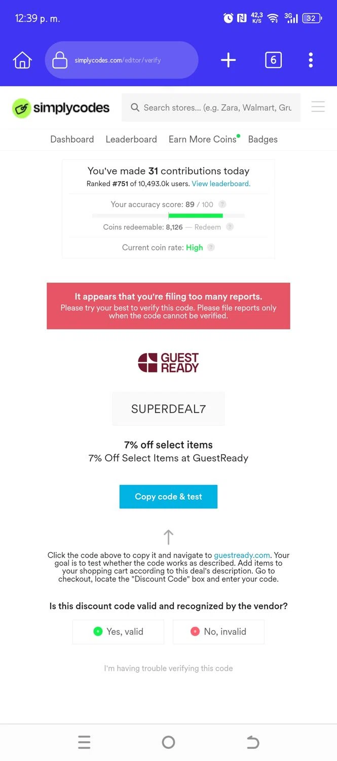 GuestReady promo code screenshot showing code SUPERDEAL7 applied at GuestReady checkout page. Uploaded by SimplyCodes community member DiscountCurator3335 on Jun 19, 2025