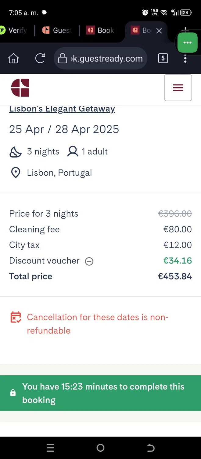 GuestReady checkout page showing GuestReady promo code box | Screenshot taken by SimplyCodes community member on Apr 22, 2025