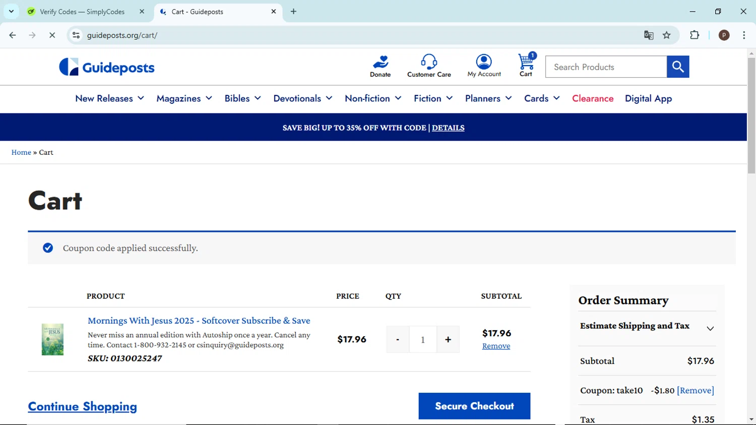 where to use Guideposts promo code box