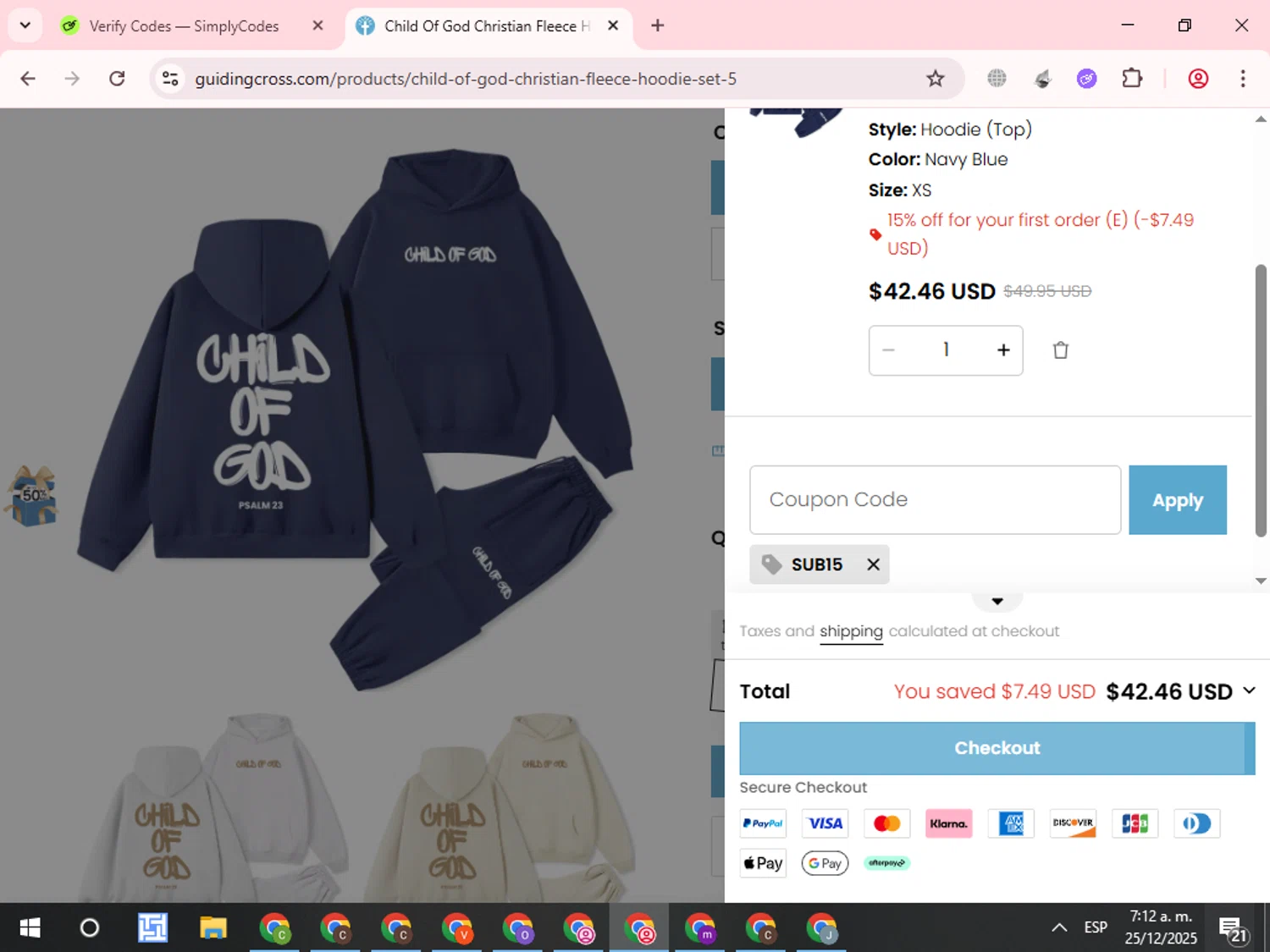 GuidingCross checkout page showing GuidingCross promo code box | Screenshot taken by SimplyCodes community member on Dec 25, 2025