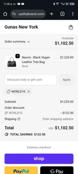 WORLD10 coupon verification screenshot