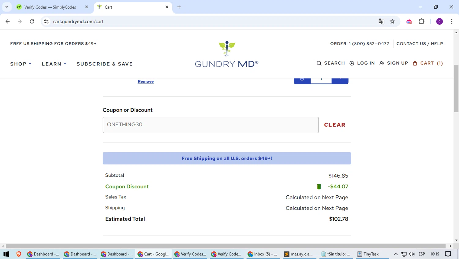 where to use Gundry MD promo code box