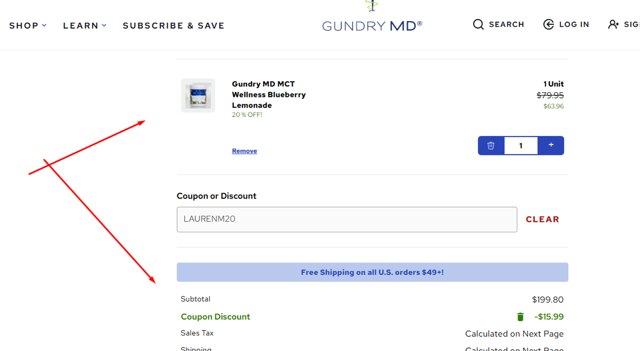 Gundry MD checkout page showing Gundry MD coupon code box | Screenshot taken by SimplyCodes community member on Sep 4, 2025