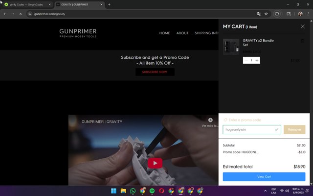 GUNPRIMER checkout page showing GUNPRIMER promo code box | Screenshot taken by SimplyCodes community member on Sep 6, 2025