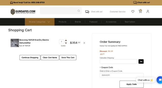 Gunsafes checkout page showing Gunsafes promo code box | Screenshot taken by SimplyCodes community member on May 9, 2025