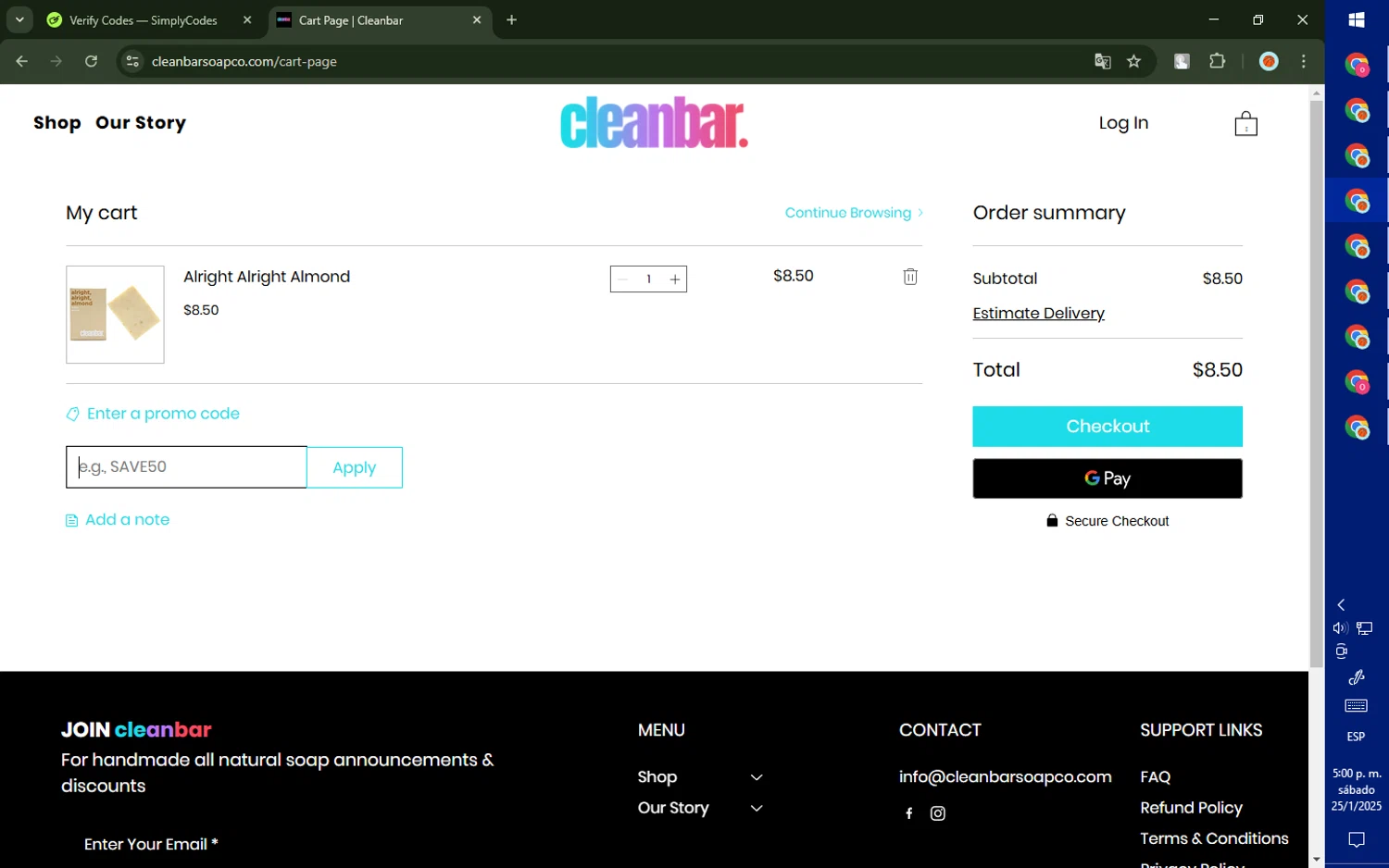 Gunstock Mountain Resort checkout page showing Gunstock Mountain Resort promo code box | Screenshot taken by SimplyCodes community member on Jan 25, 2025