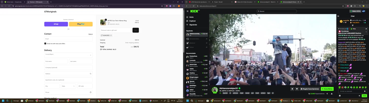 Gun Tote'N Mamas promo code screenshot showing code AGAG2025 applied at Gun Tote'N Mamas checkout page. Uploaded by SimplyCodes community member Davoxeneixe on Nov 23, 2025