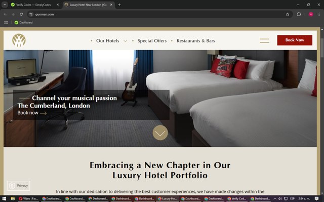 Guoman Hotels checkout page showing Guoman Hotels discount code box | Screenshot taken by SimplyCodes community member on Jan 7, 2025