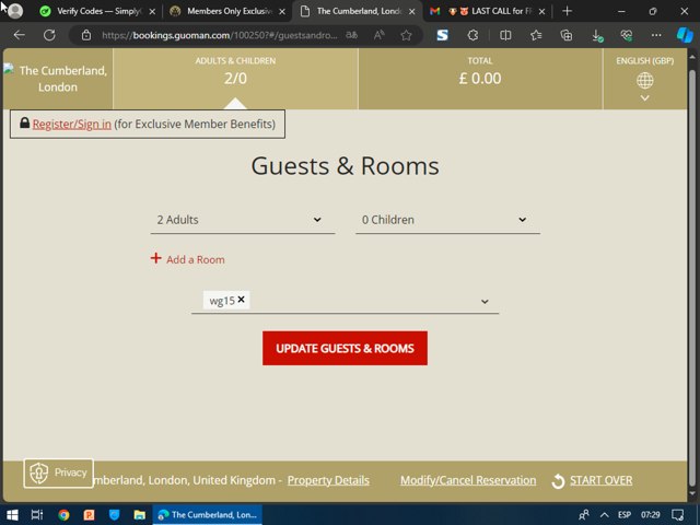 Guoman Hotels checkout page showing Guoman Hotels discount code box | Screenshot taken by SimplyCodes community member on Apr 22, 2024