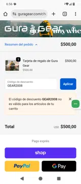 GEAR2008 coupon verification screenshot