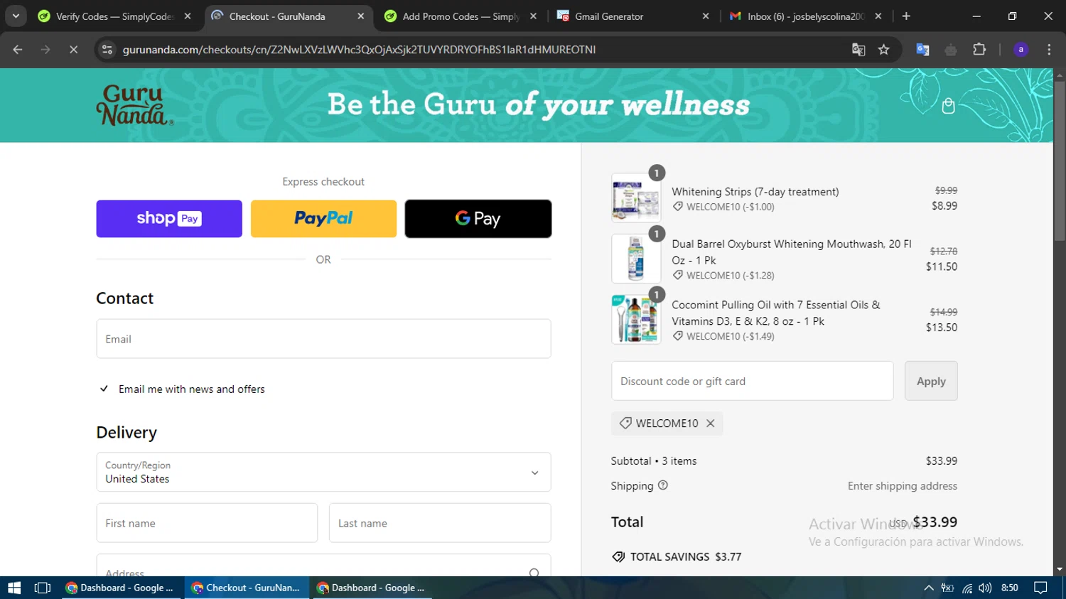how to use GuruNanda coupons
