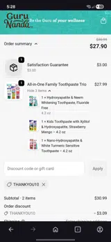 Thankyou10 coupon verification screenshot