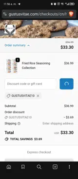 gustusvitae10 coupon verification screenshot