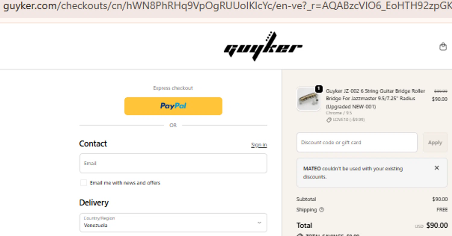 Guyker checkout page showing Guyker discount code box | Screenshot taken by SimplyCodes community member on Feb 5, 2026