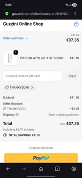 Thankyou10 coupon verification screenshot