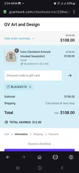 Blackgv10 coupon verification screenshot
