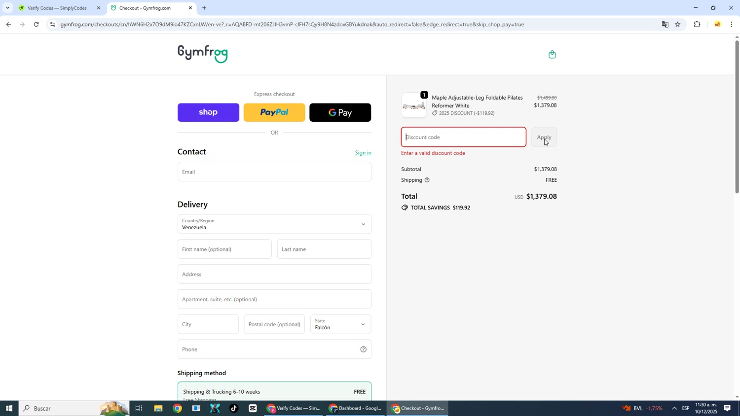 Gymfrog promo code screenshot showing code Gymfrog8 applied at Gymfrog checkout page. Uploaded by SimplyCodes community member SavvyTitan7306 on Dec 10, 2025