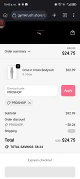 PROSHOP coupon verification screenshot