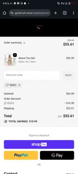 ENZO coupon verification screenshot