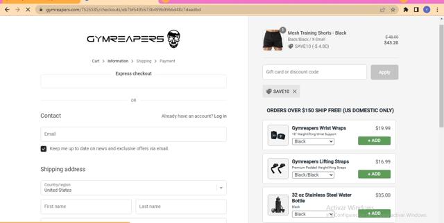 Gymreapers checkout page showing Gymreapers discount code box | Screenshot taken by SimplyCodes community member on Jul 8, 2023