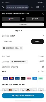 Gymshark ROW coupon verification screenshot