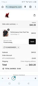 Flowersweep_ coupon verification screenshot