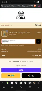 EASTER20 coupon verification screenshot