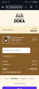 Lucky17 coupon verification screenshot