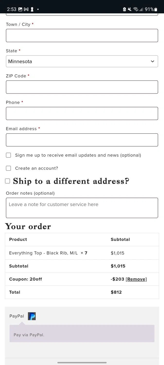 Hackwith Design House checkout page showing Hackwith Design House coupon code box | Screenshot taken by SimplyCodes community member on May 27, 2025