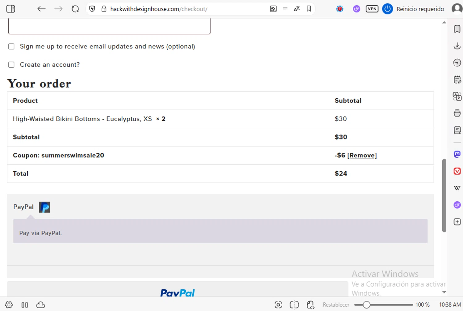Hackwith Design House checkout page showing Hackwith Design House coupon code box | Screenshot taken by SimplyCodes community member on May 29, 2025