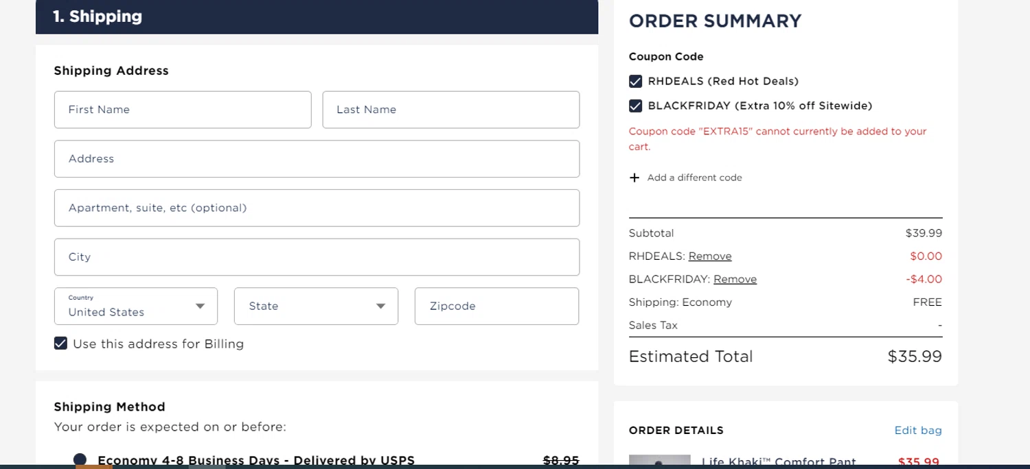 where to use Haggar promo code box