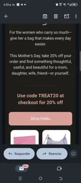 TREAT20 coupon verification screenshot