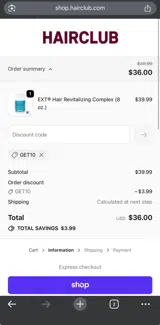 GET10 coupon verification screenshot