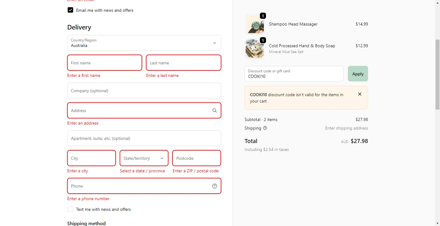 Hair Cooki promo code screenshot showing code COOKI10 applied at Hair Cooki checkout page. Uploaded by SimplyCodes community member ShieldLion4225 on Oct 19, 2025