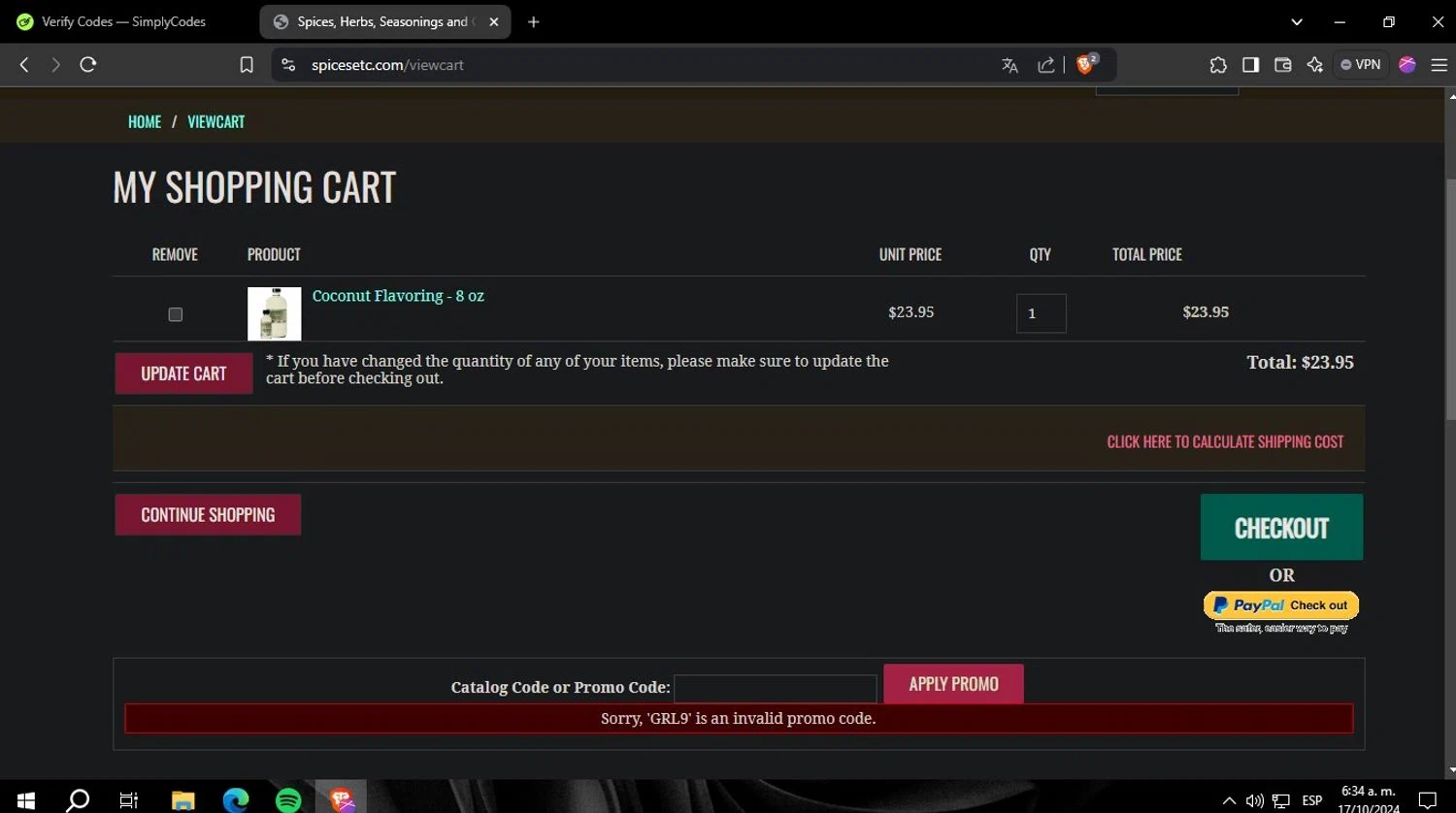 Hair Factory checkout page showing Hair Factory promo code box | Screenshot taken by SimplyCodes community member on Oct 18, 2024