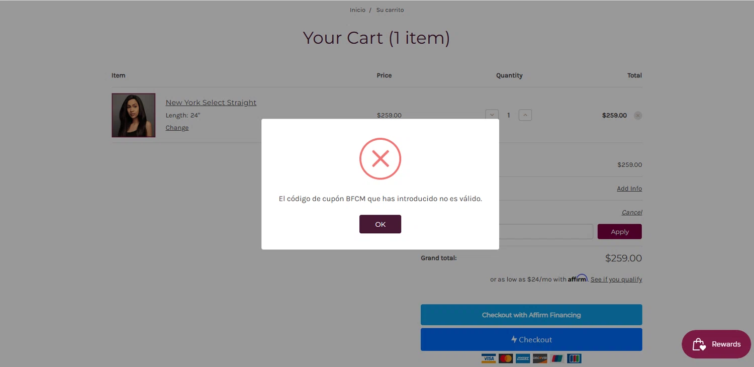 Hair Factory promo code screenshot showing code BFCM applied at Hair Factory checkout page. Uploaded by SimplyCodes community member TOTONEROFL on Dec 20, 2025