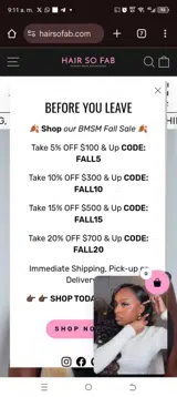Hair So Fab coupon verification screenshot