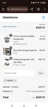 Haixinhome coupon verification screenshot