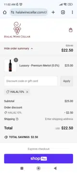 HALAL10% coupon verification screenshot