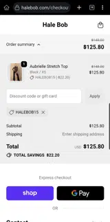 HALEBOB15 coupon verification screenshot