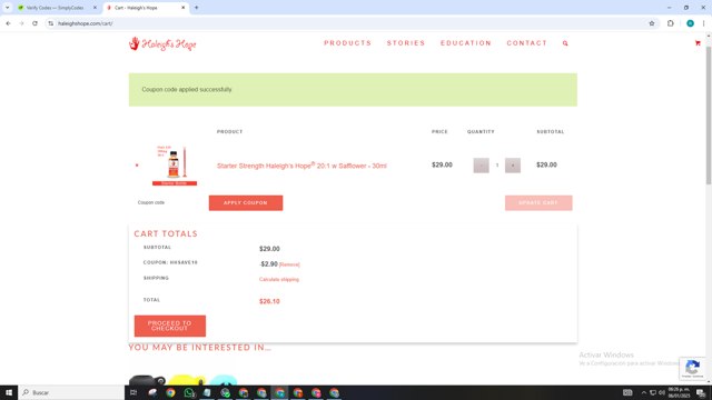 Haleigh's Hope checkout page showing Haleigh's Hope promo code box | Screenshot taken by SimplyCodes community member on Jan 6, 2025