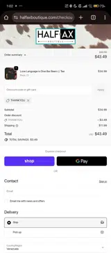 THANKYOU coupon verification screenshot