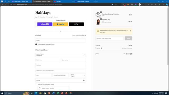 Halfdays checkout page showing Halfdays discount code box | Screenshot taken by SimplyCodes community member on Feb 29, 2024