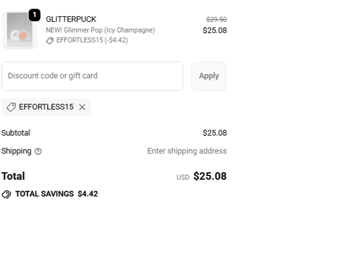 Half Magic coupon code screenshot showing code EFFORTLESS15 applied at Half Magic checkout page. Uploaded by SimplyCodes community member gaaaaaaara on Sep 19, 2025