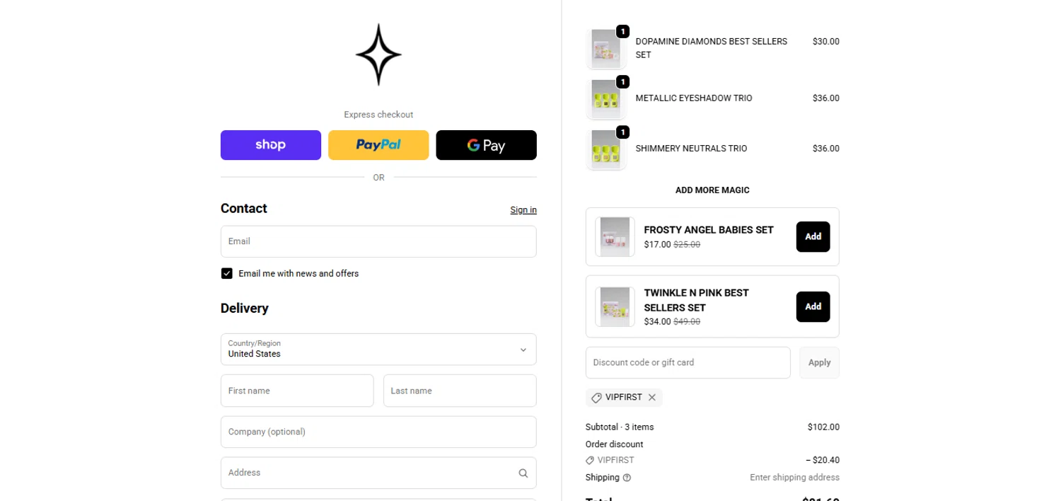 Half Magic coupon code screenshot showing code VIPFIRST applied at Half Magic checkout page. Uploaded by SimplyCodes community member juanisaac on Jan 12, 2026