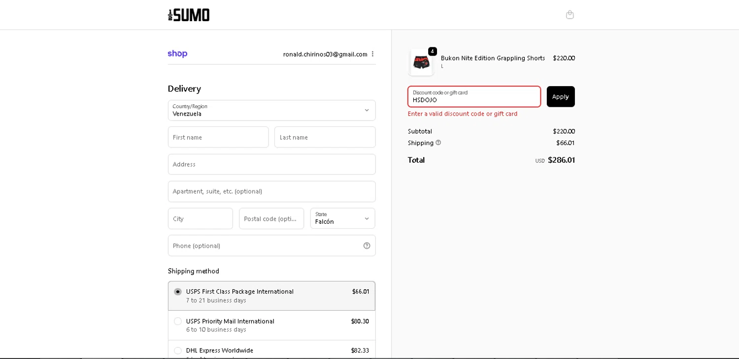 Half Sumo discount code screenshot showing code HSDOJO applied at Half Sumo checkout page. Uploaded by SimplyCodes community member BrilliantTitan7739 on Nov 28, 2025
